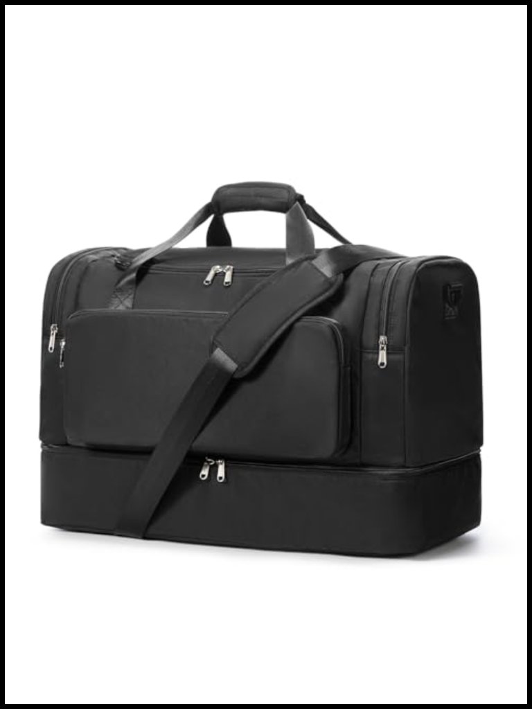 48l Weekender Duffel Bag Carry On With Shoe Compartment & Wet Dry Separation